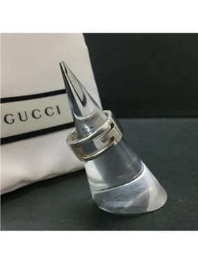GUCCI Branded G Logo Silver 925 Ring ISO sz:48 with Trinket Bag👝